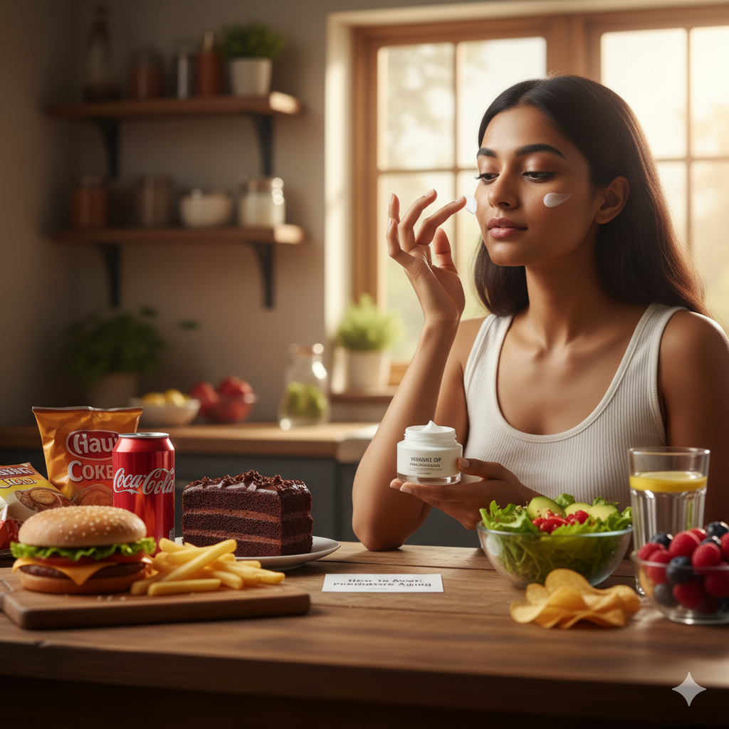 🧴 त्वचा को जल्दी बूढ़ा बनाती हैं ये खाने की चीजें, जानिए कैसे बचें